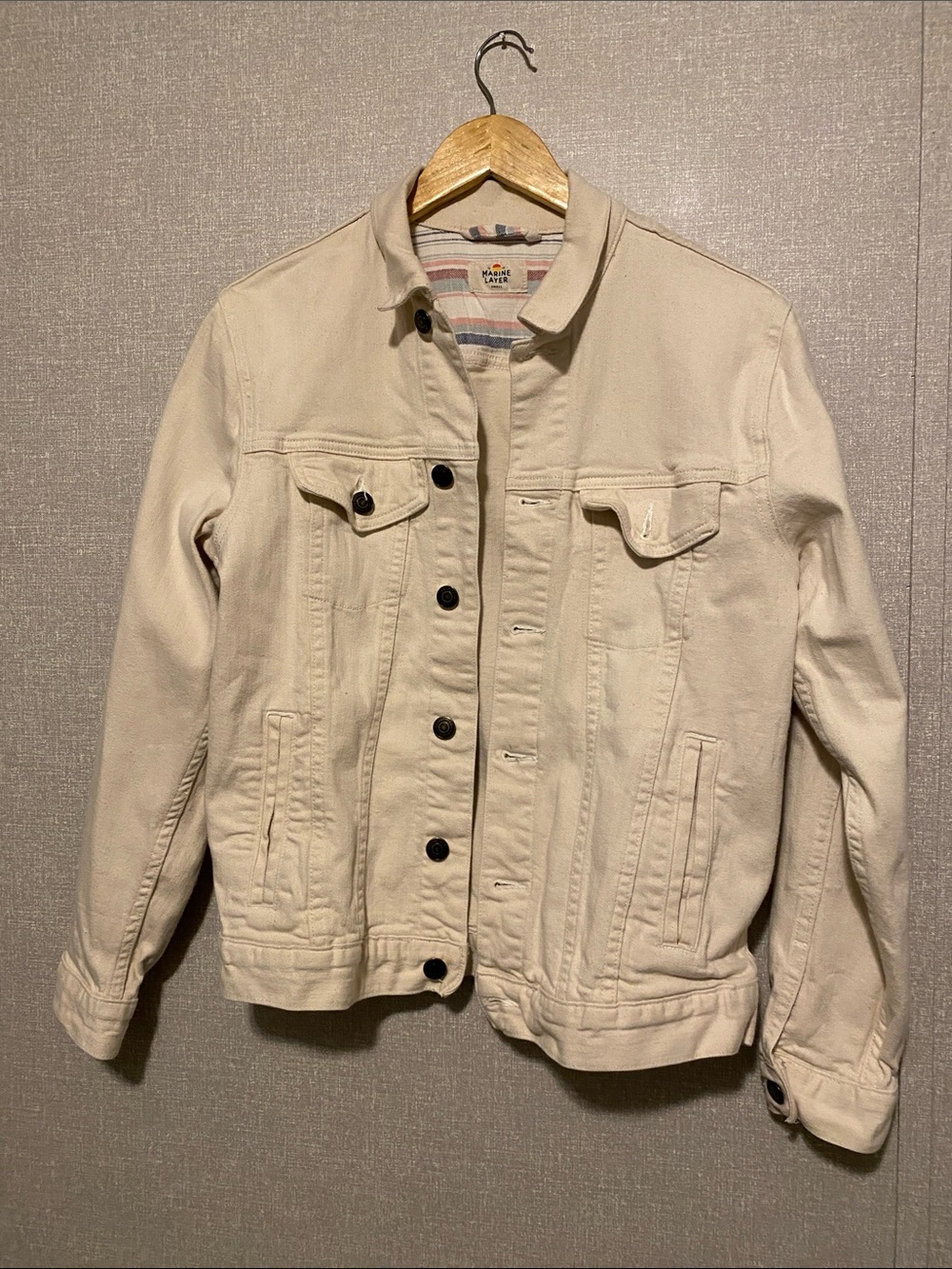 Marine Layer Cream Button-Up Trucker Jacket